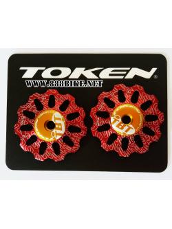 ลูกรอกตีนผี ลูกกลิ้งตีนผีหลังเซลามิค TOKEN CERAMIC TK1731-TBT-RED (SRAM/SHIMANO) 11T+11T