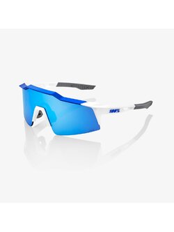 แว่นตา 100% SPEEDCRAFT® SL Matte White/Metallic Blue HiPER® Blue Multilayer Mirror Lens + Clear Lens Included
