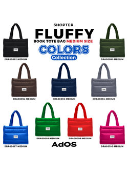 กระเป๋า Fluffy Book Tote Bags Medium Size Colors Collection รุ่น Zipper รหัส DRA00092-DRA00108 #AdOS