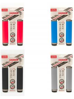 ปลอกแฮนด์ซิลิโคนโฟม Shorex Streamlined Lock-on Bicycle Silicone Grips แบบรัดปลาย มีสีดำ เทา ฟ้า แดง
