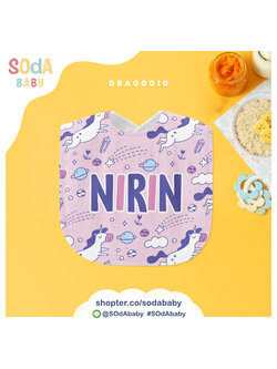 ผ้าซับน้ำลาย ลาย Unicorn2 📌ใส่ชื่อได้ รหัส DBA00010 #SOdAbaby
