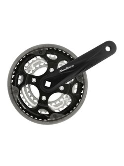 จานดูด 3 ชั้น ซันเรส Sunrace รุ่น M300 48-38-28T สีดำ ขายาว 175 มม. มีใบบังจาน