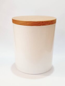 แก้วสี ขนาด 8.9 oz. (255 ml.) สีขาว + ฝาไม้