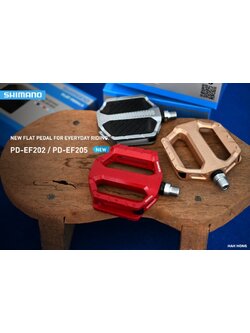 SHIMANO บันใด FLAT, PD-EF202, ไม่มีทับทิม, สีดำ และสีฟ้า (MALAY)