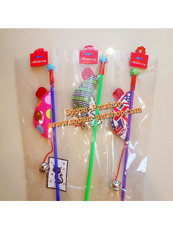 ไม้ล่อแมว แบบหนูผ้า (คละแบบ) ขนาดเท่าก้านลูกโป่ง