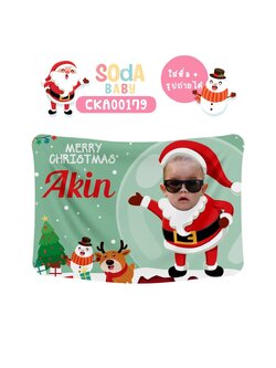 ผ้าห่มเด็ก❤️ใส่ชื่อ+รูปถ่ายได้ ลาย Santa & Santy รหัส CKA00179 🎅🏻🎄 #คริสต์มาส #SOdAbaby