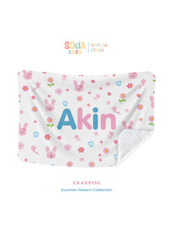 ผ้าห่มเด็ก ใส่ชื่อได้ ลาย Daisy and Rabbit รหัส CKA00196 🌼🌸 #SummerFlowers #ผ้าห่ม #SOdAbaby