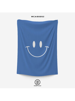 ผ้าติดผนัง ผ้าแขวนผนัง ผ้าตกแต่ง Smiley สีน้ำเงิน WCA00052 #SOdAhome #WallCloth