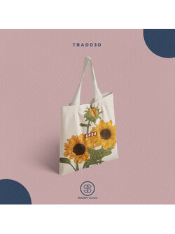 กระเป๋าผ้าแคนวาส พิมพ์ลาย Sunflower TBA0030 #SOdABag #SOdAPrintinG #กระเป๋า #กระเป๋าผ้า