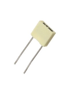 ฟิล์มคาปาซิเตอร์ Metallized Polyester Film 0.1uF 63Vdc ±5% 105°C ระยะห่างขา 5.0mm