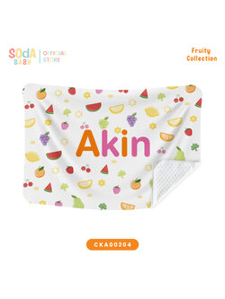 ผ้าห่มเด็ก ใส่ชื่อได้ ลาย Mixed Fruit (White) 🍒 Fruity Collection รหัส CKA00204 #ผ้าห่ม #SOdAbaby