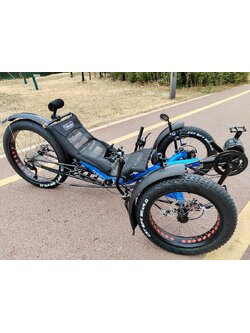 TrikExplor FE-326 Rugged Terrain Fat Tire Recumbent Trike with Bafang 48V 500W Mid-Drive Motor