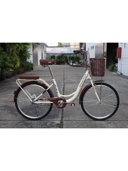 จักรยานแม่บ้านสไตล์วินเทจ Hero รุ่น Mamachari ล้อขนาด 24" ไม่มีเกียร์ จักรยานแม่บ้านญี่ปุ่น พร้อมตะกร้าวินเทจ