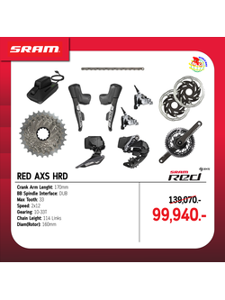 ชุดเกียร์ไฟฟ้าเสือหมอบ SRAM RED AXS HRD 24-Speed