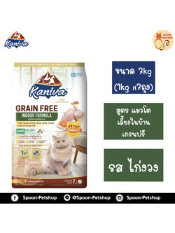 Kaniva Grain Free อาหารแมว คานิว่า เกรนฟรี รสไก่งวง สูตรแมวโต เลี้ยงในบ้าน แบบกระสอบ 7kg (ด้านในเป็นถุง 1kg x7 ถุง)