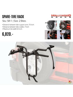 HOLLYWOOD Spar-tire RACKS, SR1 Strap-On Spare Tire Car Bike Rack 2 bikes