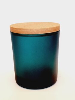 แก้วสี ขนาด 8.9 oz. (255 ml.) สีเขียวทะเล + ฝาไม้