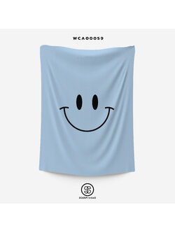 ผ้าติดผนัง ผ้าแขวนผนัง ผ้าตกแต่ง Smiley สีฟ้า WCA00059 #SOdAhome #WallCloth