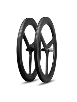 ล้อแม็ก ล้อคาร์บอน ICAN tri spoke wheels, 3S-69C, 27mm width 700C 3K twill satin carbon road 2021 รองรับ 7-11 สปีด