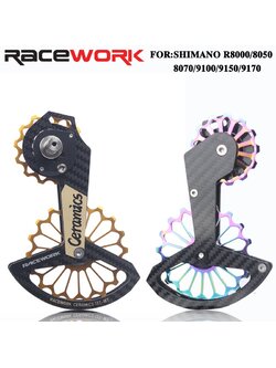 RACEWORK Road Bike Bicycle Carbon Fiber Ceramic Rear Derailleur Pulley Guide Wheel for Shimano R8000 R8050 R8070 R9170
