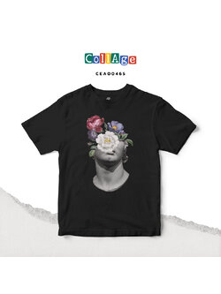 เสื้อยืดพิมพ์ลาย Collage COOL I รหัส CEA00465 สีดำ #เสื้อยืด #Collage