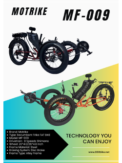 TrikExplor F-009 Fat Tire Recumbent Trike Rugged Terrain Explorer Latest Model