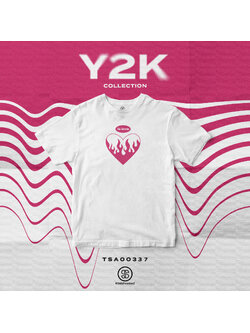เสื้อยืด พิมพ์ลาย Heart Fier Y2K Collection สีขาว รหัส TSA00337 #เสื้อ #เสื้อยืด