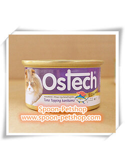 Ostech Gourmet อาหารกระป๋อง ออสเทค แมว รสปลาทูน่าหน้าปูอัด 80g