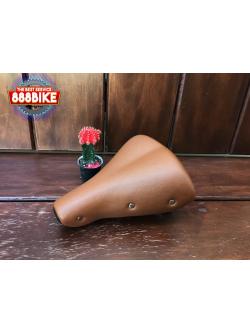 เบาะจักรยาน LA Saddle, AFT-7085 สปริงดำ ไม่มีแคล้มป์ แม่บ้านกระดุม สีน้ำตาล