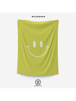 ผ้าติดผนัง ผ้าแขวนผนัง ผ้าตกแต่ง Smiley สีเขียวมะนาว WCA00058 #SOdAhome #WallCloth