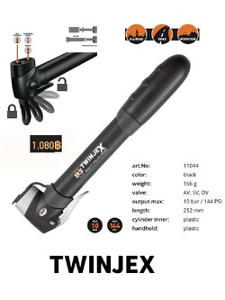 สูบมือพกพาจักรยาน SKS TWINJEX แรงดัน 10 bar / 144 PSI