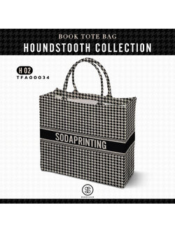กระเป๋า Book Tote Bag HOUNDSTOOTH COLLECTION รหัส TFA00034 #ใส่ชื่อได้ #SOdAbag #SOdAPrintinG