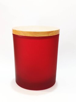 แก้วสี ขนาด 8.9 oz. (255 ml.) สีแดง + ฝาไม้