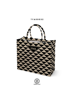 กระเป๋า Book Tote Bag Triangle Symbole (Cream-Black Color) รหัส TFA00032 #SOdAPrintinG