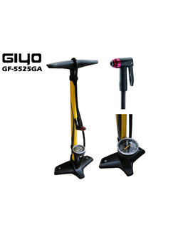 GIYO Air Suply สูบลมจักรยานแบบตั้งพื้น รุ่น GF-5525GA ด้ามเหล็ก มากับหัวสูบรุ่นพิเศษ Clever Twin-Valve GCT-A