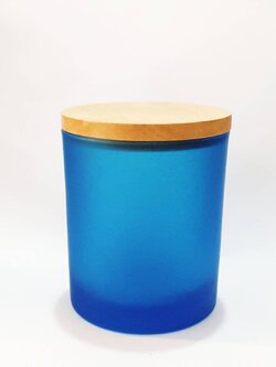 แก้วสี ขนาด 8.9 oz. (255 ml.) สีฟ้า + ฝาไม้