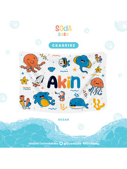 ผ้าห่มเด็ก ใส่ชื่อได้ ลาย Under Water Life รหัส CKA00102 #SOdAbaby #CollectionOCEAN