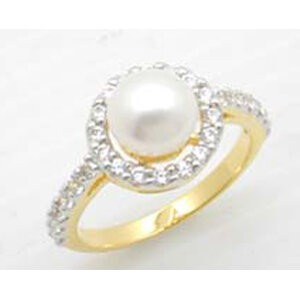 แหวน ไข่มุกเพชรCZ