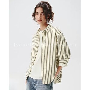 เสื้อเชิ้ตแขนยาวลายทางผู้หญิง