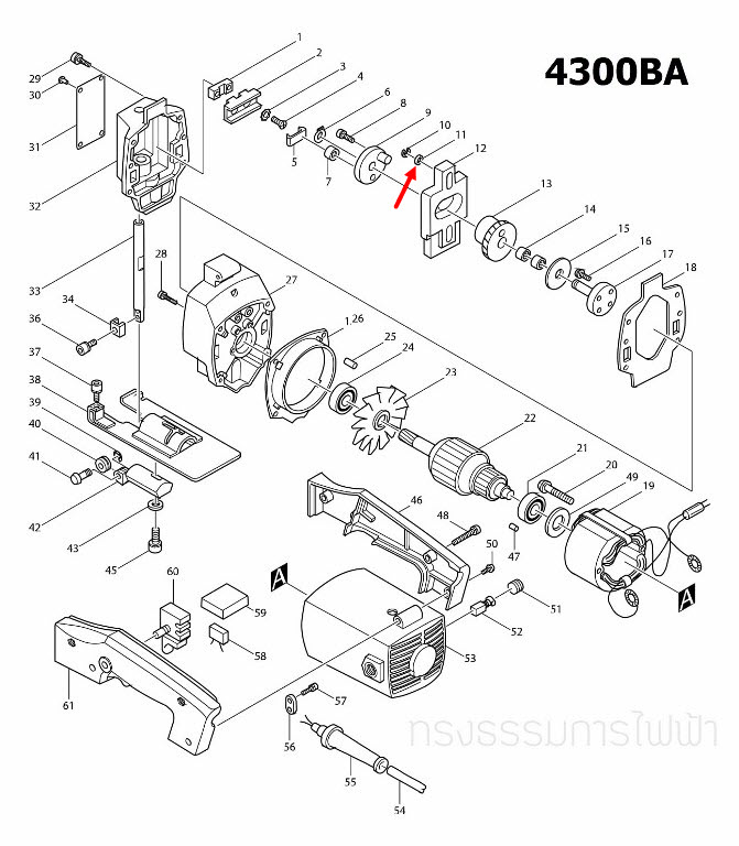 แหวนรอง เลื่อยจิ๊กซอว์ Makita-มากีต้า 4300BA, 4300BV [#11] Pn.253077-6 (แท้) ##(**)