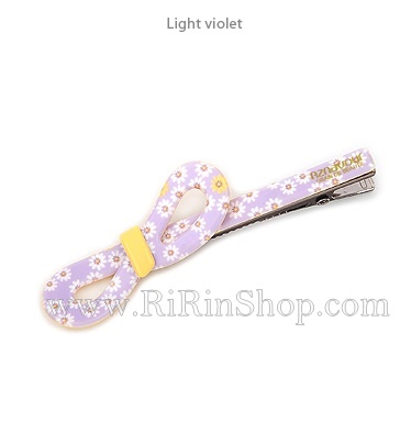 Aznavour กิ๊บหนีบผมโบว์เซลลูโลสปากเป็ดโบว์ลายดอกเดซี่ ( Light violet )