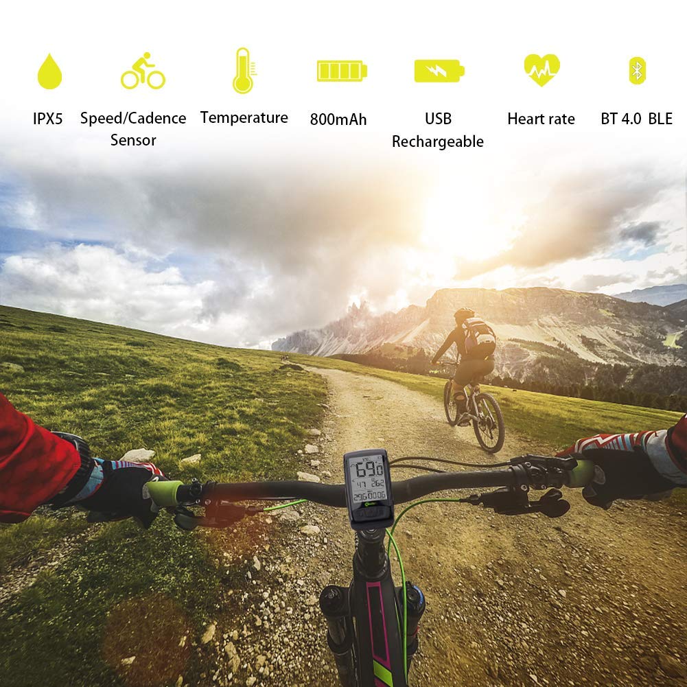 ไมล์ Meilan M4 Wireless Bike Computer, IPX5 กันน้ำ หน้าจอ 2.5 Inch ANT+ BLE4.0, with Cadence/Speed Sensor