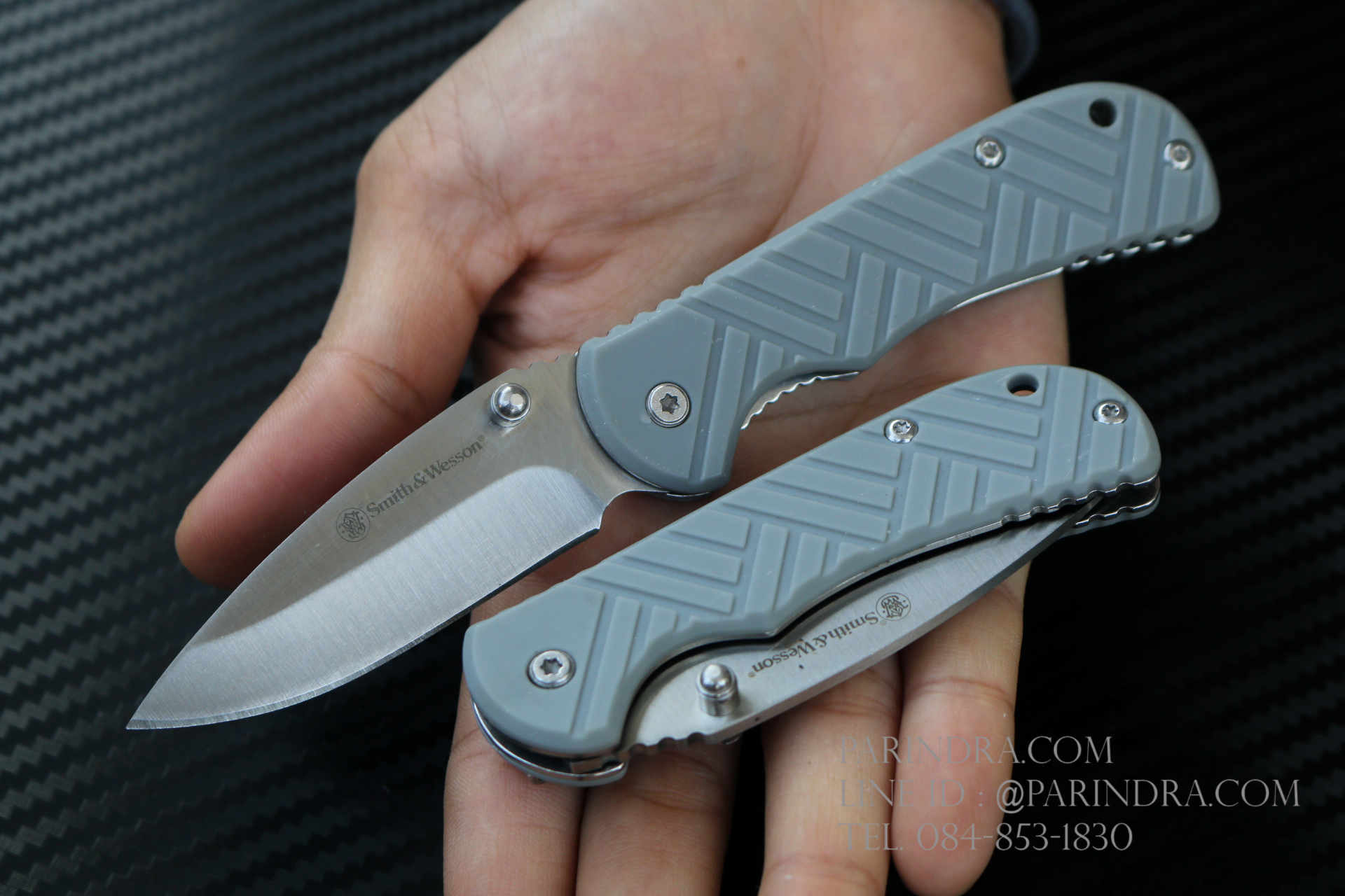 มีดพับขนาดเล็ก Smith & Wesson ด้ามสีเทา (OEM)