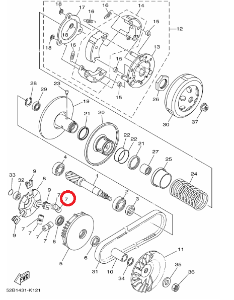 เม็ดตุ้มน้ำหนัก แท้ศูนย์ FIORE / FILANO (ปี2012)/ ฟีโอเร่ / ฟีลาโน่ (ปี2012)(YAMAHA/ยามาฮ่า( WEIGHT) เม็ด / ตุ้มน้ำหนักแรงเหวี่ยง