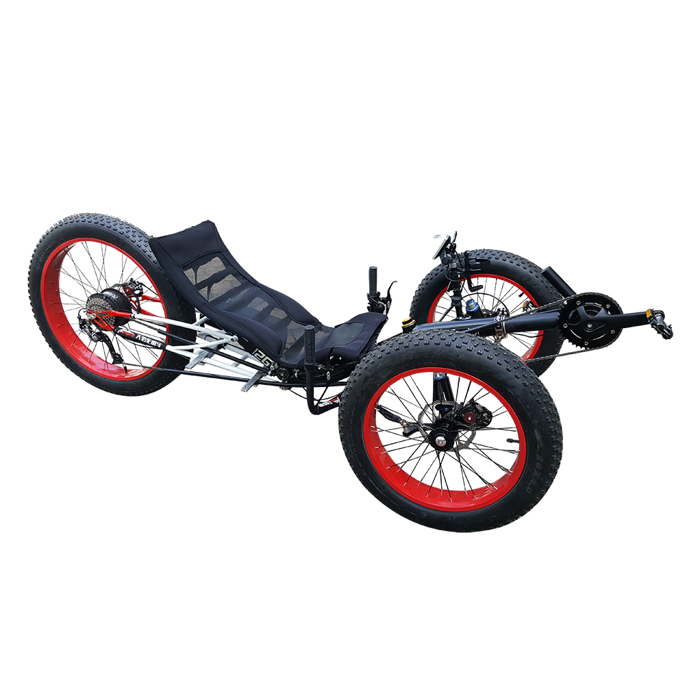 TrikExplor FE-326 Rugged Terrain Fat Tire Recumbent Trike with Bafang 48V 500W Mid-Drive Motor