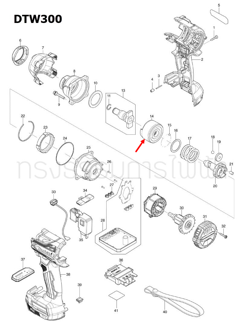 HAMMER บล๊อกไร้สาย Makita มากีต้า DTW300 [#14] Pn.327572-3 (แท้) ##