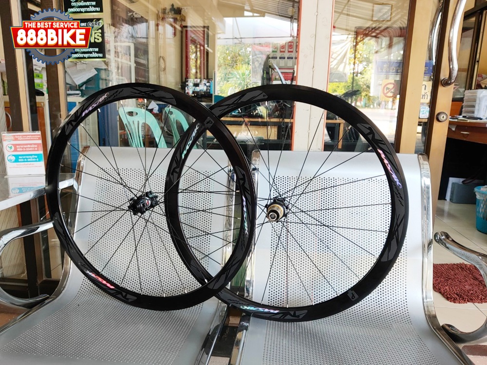 ชุดล้อเสือหมอบดิสเบรค PASAK DISC Wheelset Road Wheels Disc Brake Thru Axle F12 F15X100 R12X142 V C Brake 24 Holes 40mm Clincher Bicycle Wheels 23c 28c