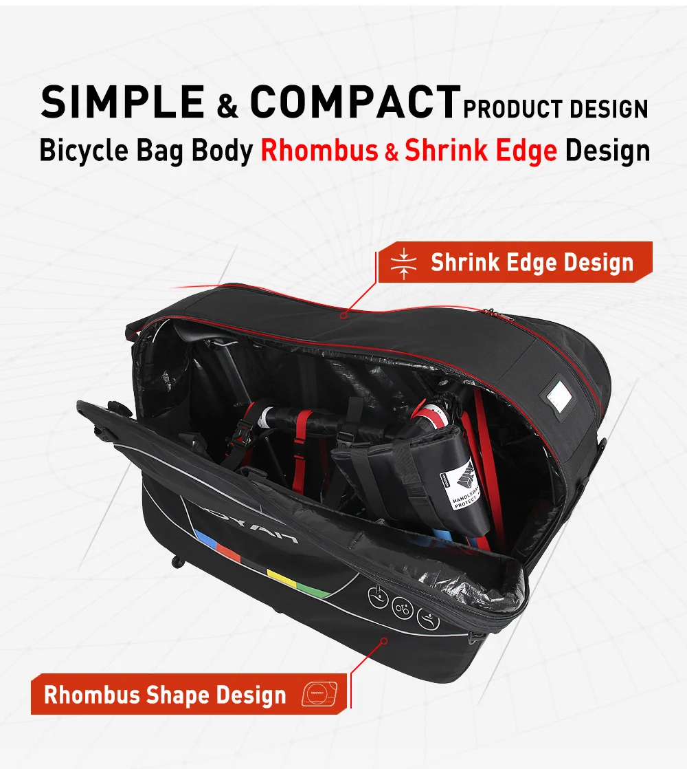 NOOYAH BK015 Pro Bike Travel Case – No Need to Remove Handlebars or Pedals | Full 16-Piece Protection Kit