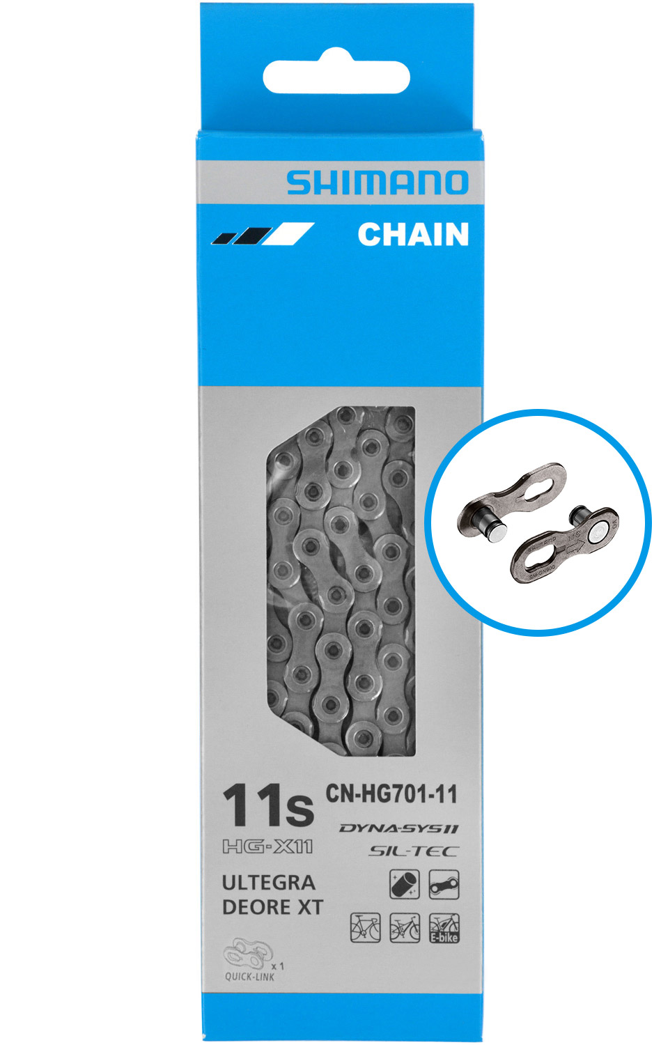 SHIMANO โซ่, CNHG701-11, 11-SPD, 126L, รุ่น Quick Link, มีกล่อง