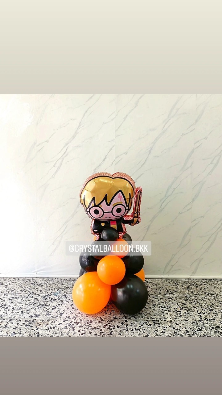 ลูกโป่งฟอยล์ตกแต่ง วันเกิดเด็ก ฟอยล์ Harry Potter ตั้งฐาน 1 ชิ้น Theme สีดำ-ส้มทึบ พร้อมตกแต่ง สามารถเปลี่ยนสีลูกโป่ง/เปลี่ยนฟอยล์ตกแต่งได้